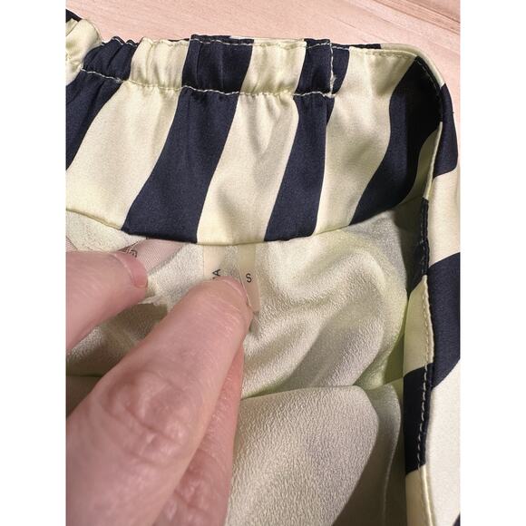 Soft Surroundings Sz Small Green Navy Blue Striped Chevron A-Line Full Skirt - Picture 4 of 9